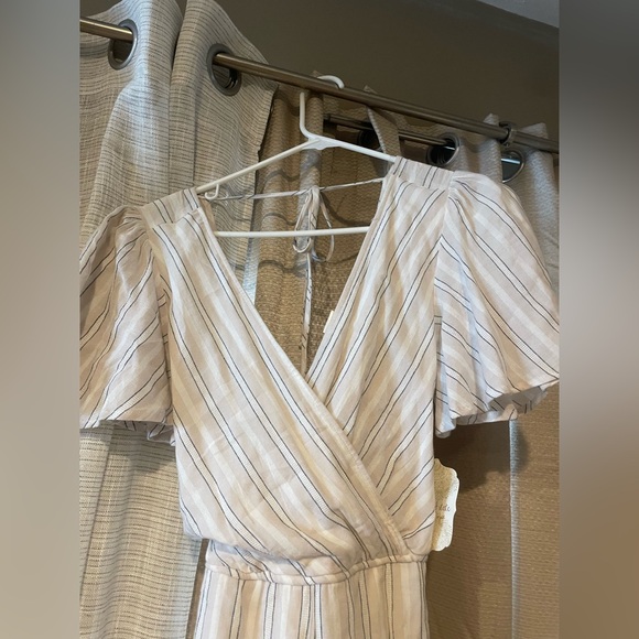 Altar'd State Cream Striped Wrap Romper - Picture 4 of 11